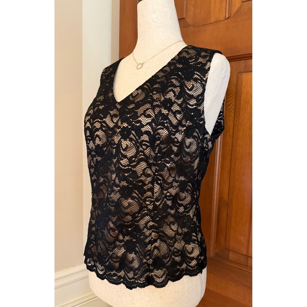 Cache 2-PC Lace Jacket Set Womens Sleeveless Shell Size 12 Black Jacket Size 10 - Picture 6 of 14